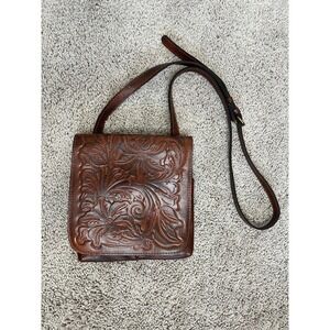 Patricia Nash Tooled Leather Crossbody Bag Floral Design Small
